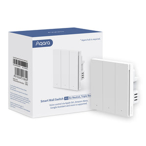 Hero Image of Smart wall switch triple rocker with the box and and a switch in a white background